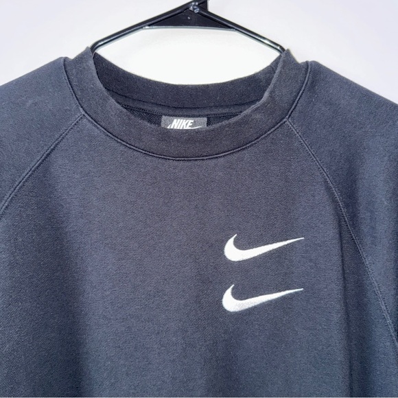 Nike Double Swoosh Crewneck Sweatshirt Black Red Mens Medium - Picture 5 of 7